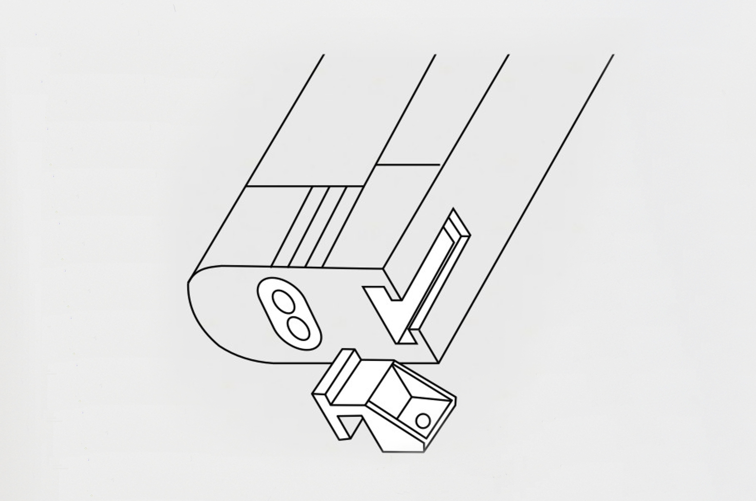 Verlängerungsleityung Extension lead 210 mm Montageclip vertikal
Fixing bracket vertical