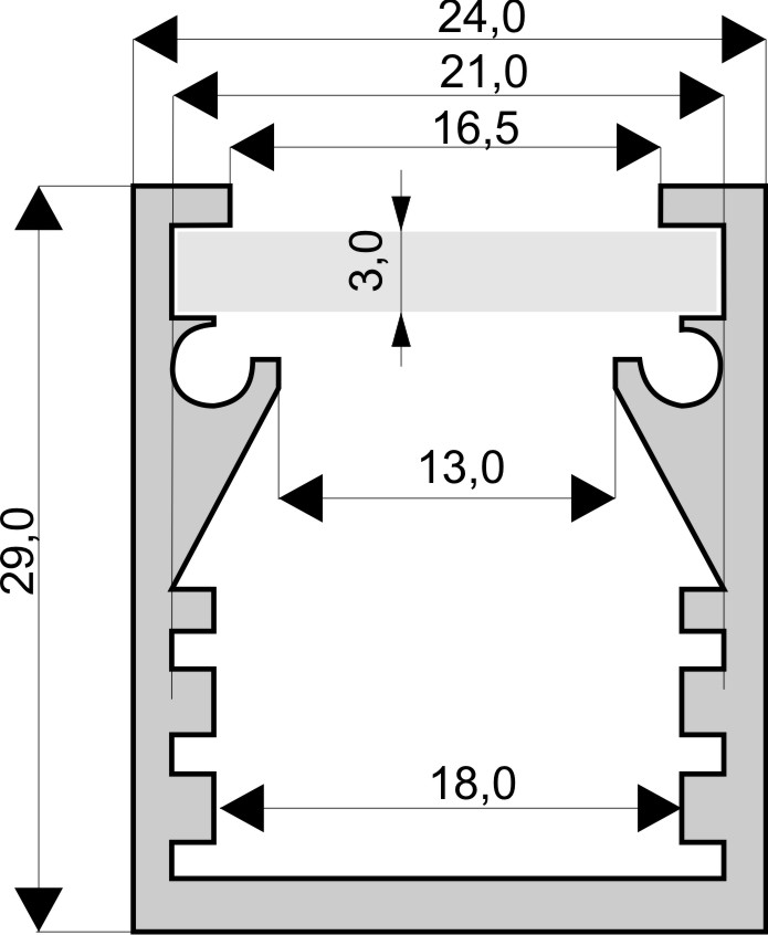 Aluminium LED Profil mit PMMA Cover No. 120983